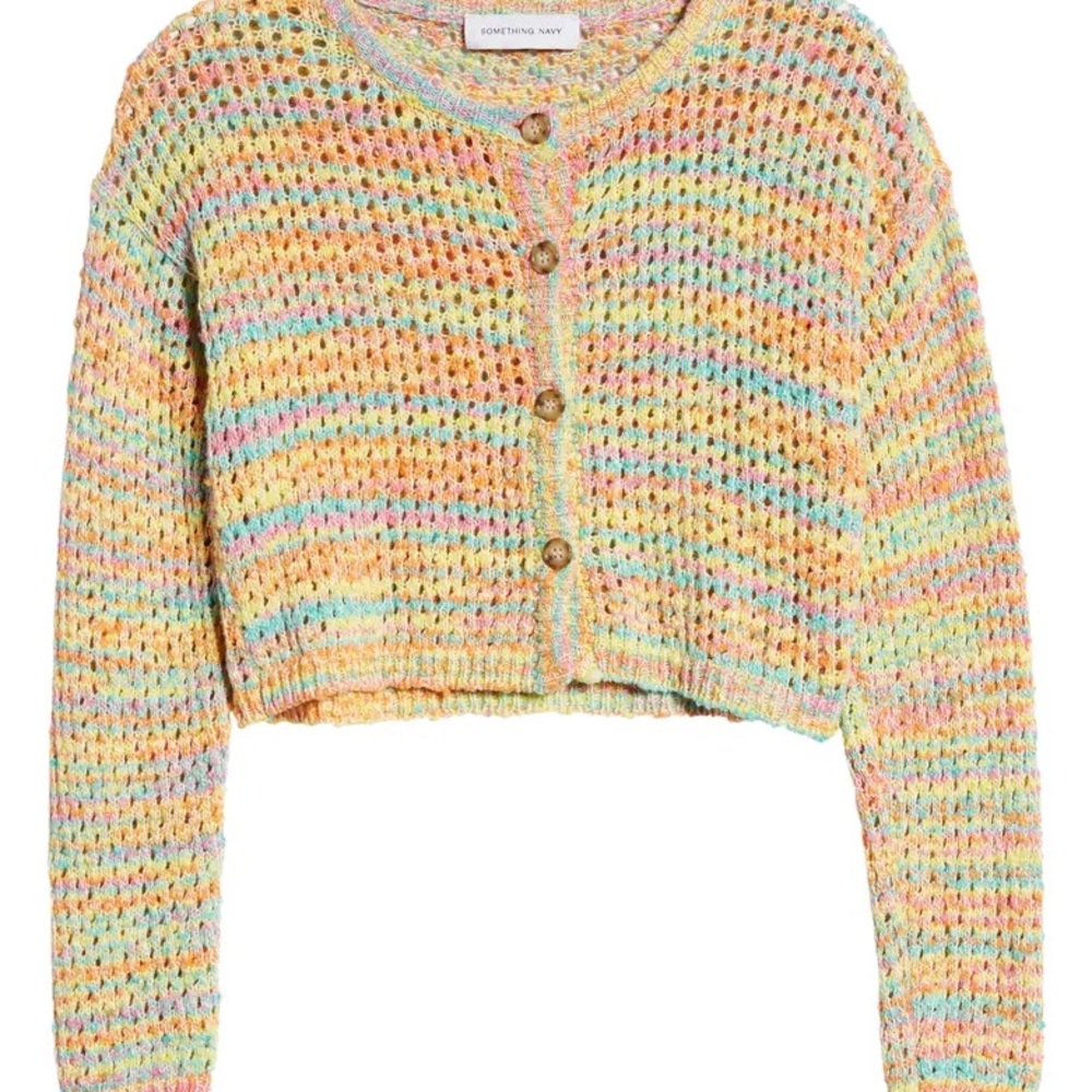 Something Navy Multicolor Knit Women's Sweater - Picture 2 of 6